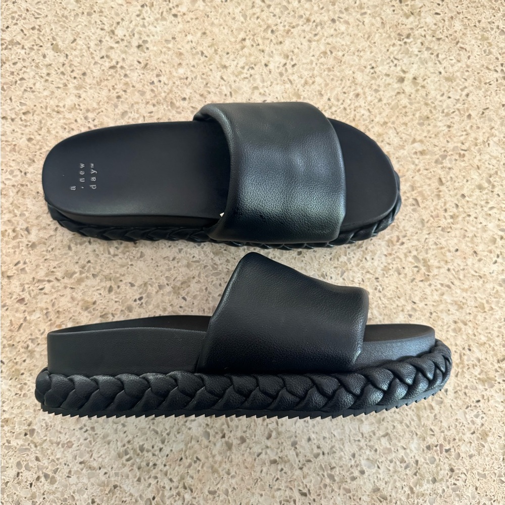 Braided Platform Slide Sandals